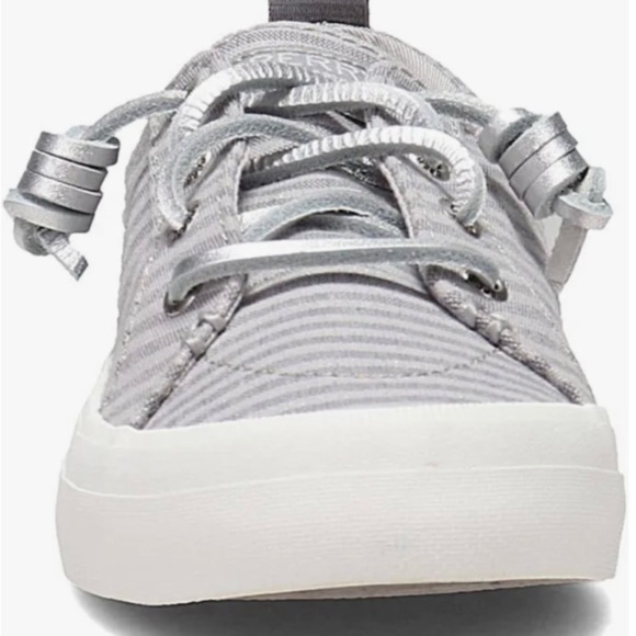 NEW SPERRY Crest Vibe Gray Metallic Stripe Memory Foam Top-Sider Shoes in Box - Picture 7 of 17
